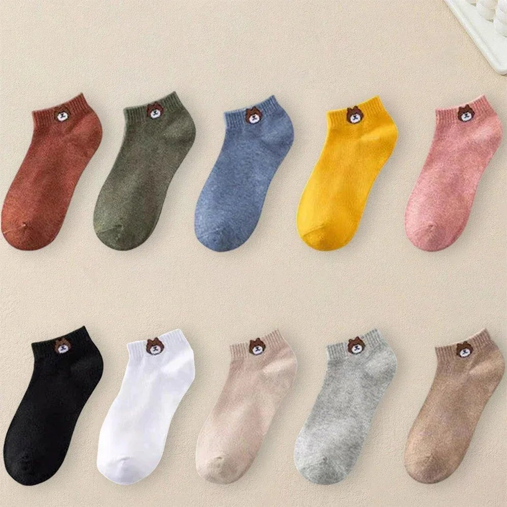 10 Pairs Women Cartoon Patterned Socks Trendy And Fashionable Versatile Socks Lightweight Breathable Comfortable Casual Socks - Checkouts UK