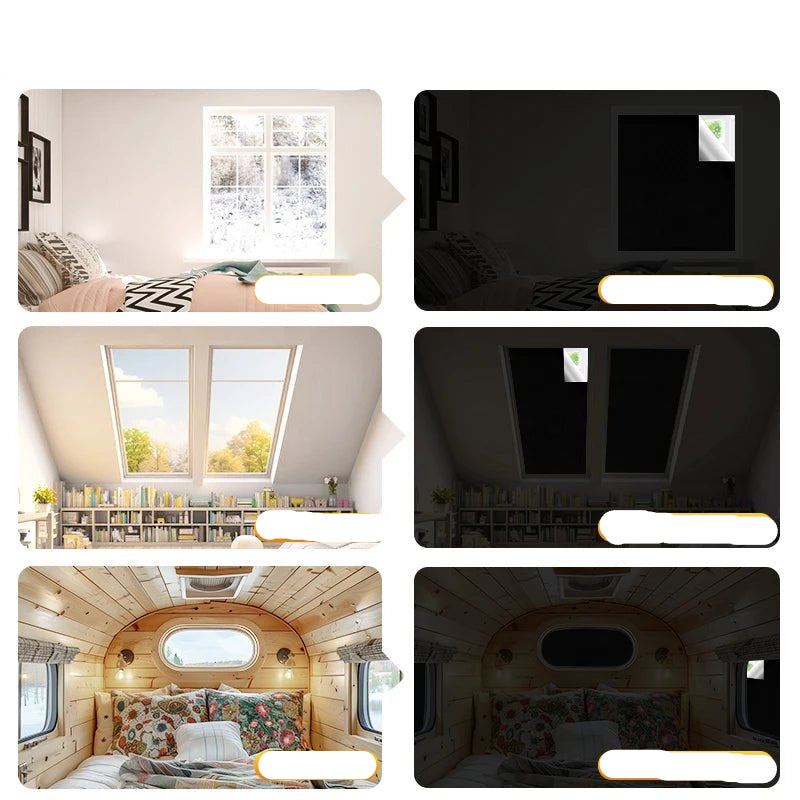 100% Blackout Curtain Removable Portable Travel Blocking Darkest Window Film Cloth Temporary DIY No Drill Blackout Curtains - Checkouts UK