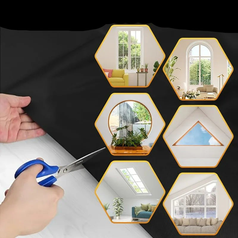 100% Blackout Curtain Removable Portable Travel Blocking Darkest Window Film Cloth Temporary DIY No Drill Blackout Curtains - Checkouts UK