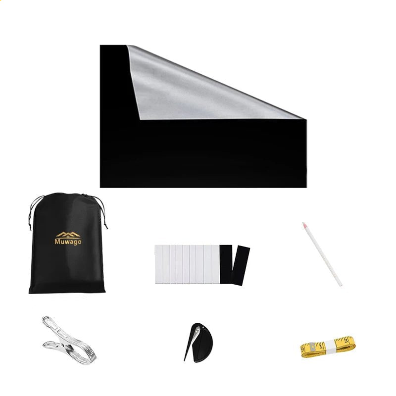 100% Blackout Curtain Removable Portable Travel Blocking Darkest Window Film Cloth Temporary DIY No Drill Blackout Curtains - Checkouts UK