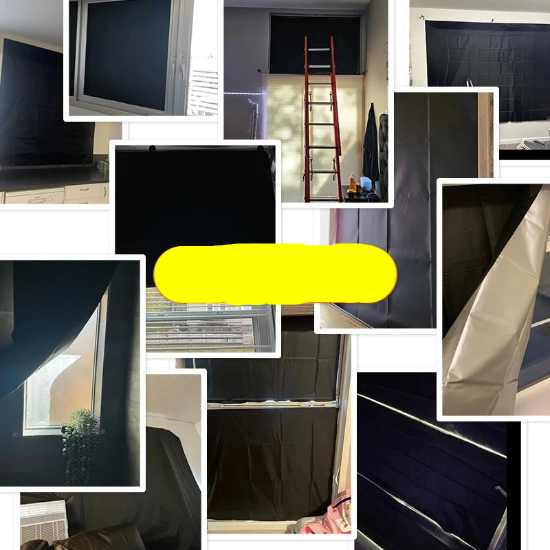 100% Blackout Curtain Removable Portable Travel Blocking Darkest Window Film Cloth Temporary DIY No Drill Blackout Curtains - Checkouts UK