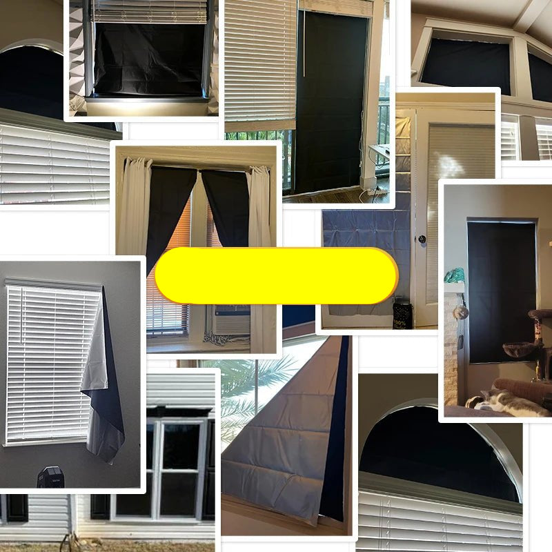 100% Blackout Curtain Removable Portable Travel Blocking Darkest Window Film Cloth Temporary DIY No Drill Blackout Curtains - Checkouts UK