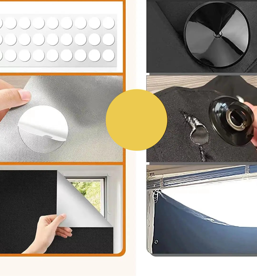 100% Blackout Curtain Removable Portable Travel Blocking Darkest Window Film Cloth Temporary DIY No Drill Blackout Curtains - Checkouts UK