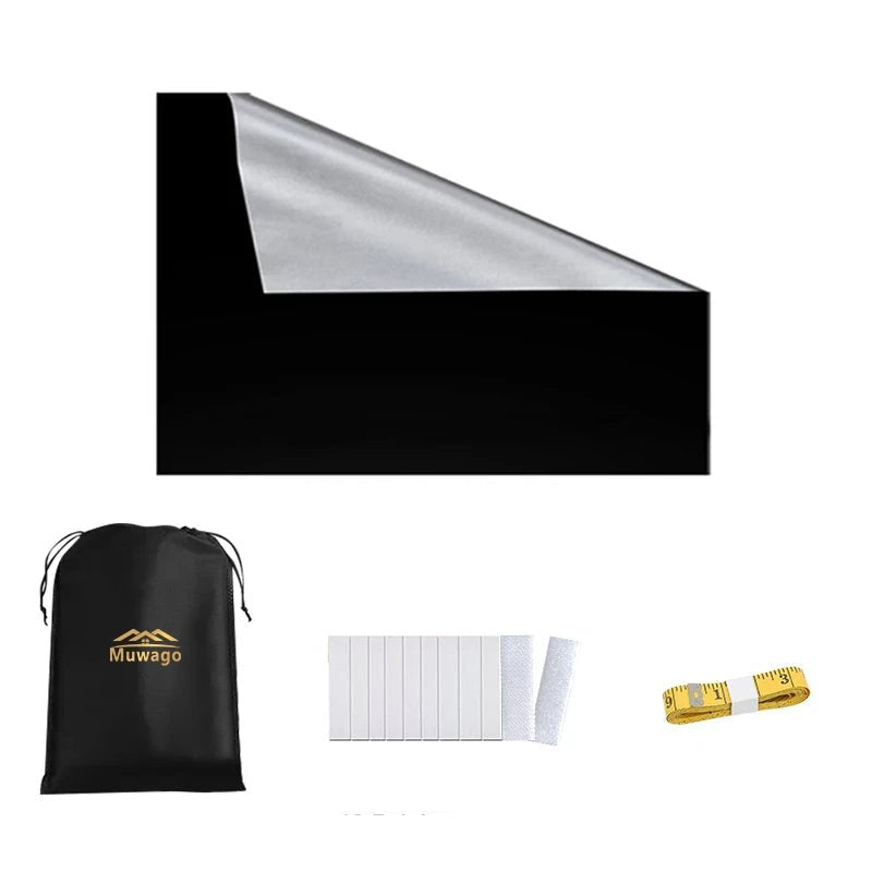 100% Blackout Curtain Removable Portable Travel Blocking Darkest Window Film Cloth Temporary DIY No Drill Blackout Curtains - Checkouts UK