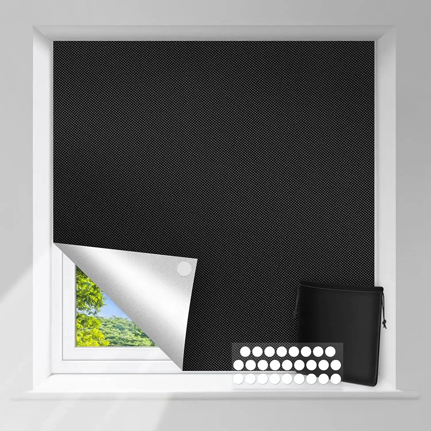 100% Blackout Curtain Removable Portable Travel Blocking Darkest Window Film Cloth Temporary DIY No Drill Blackout Curtains - Checkouts UK