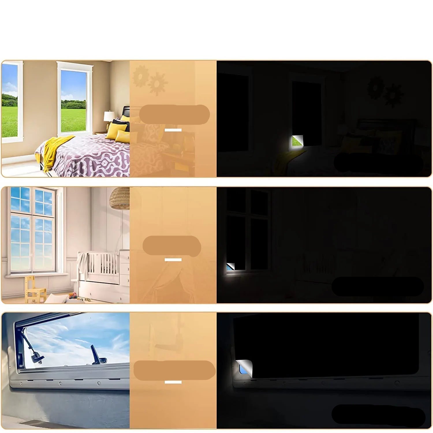 100% Blackout Curtain Removable Portable Travel Blocking Darkest Window Film Cloth Temporary DIY No Drill Blackout Curtains - Checkouts UK