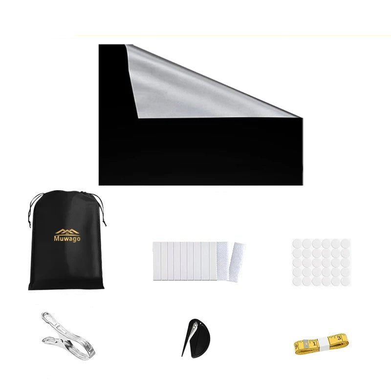 100% Blackout Curtain Removable Portable Travel Blocking Darkest Window Film Cloth Temporary DIY No Drill Blackout Curtains - Checkouts UK