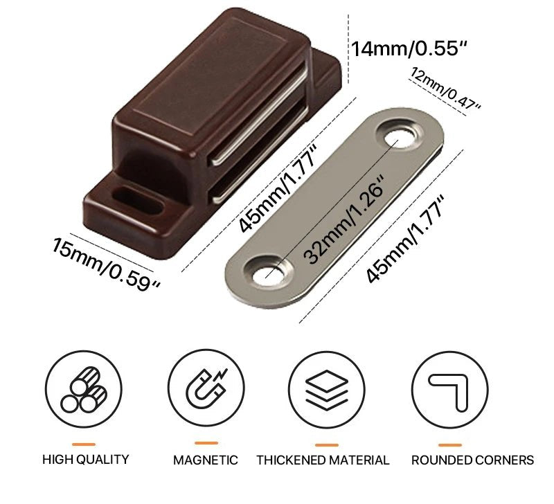 10/20pcs Magnetic Cabinet Catches Magnet Door Stops Plastic Strong Door Cabinet Cupboard Closer Suction Furniture Hardware - Checkouts USA