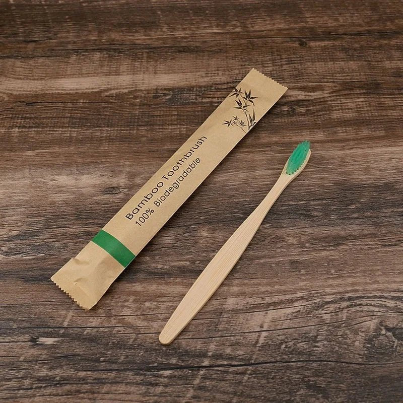 10pcs Bamboo Toothbrushes Colorful Toothbrush Resuable Portable Adult Wooden Soft Tooth Brush For Home Travel Hotel - Checkouts UK