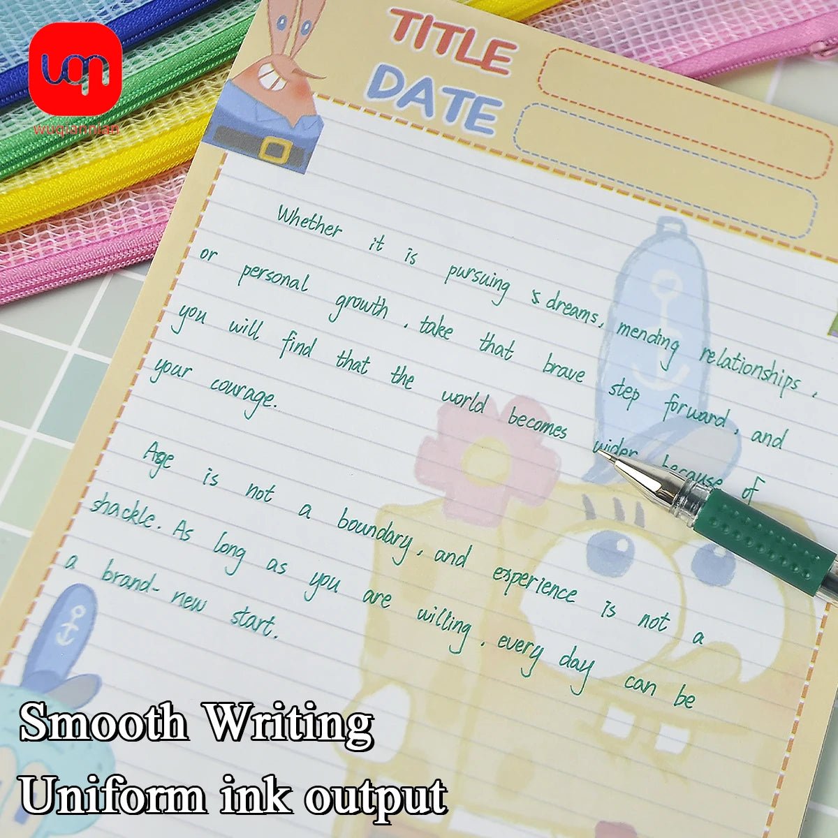 10pcs Of Transparent Mesh Zipper File Bags A4+12pcs Exquisite Green Ink Pens 0.5mm Nib School Stationery Office Supplies - Checkouts USA