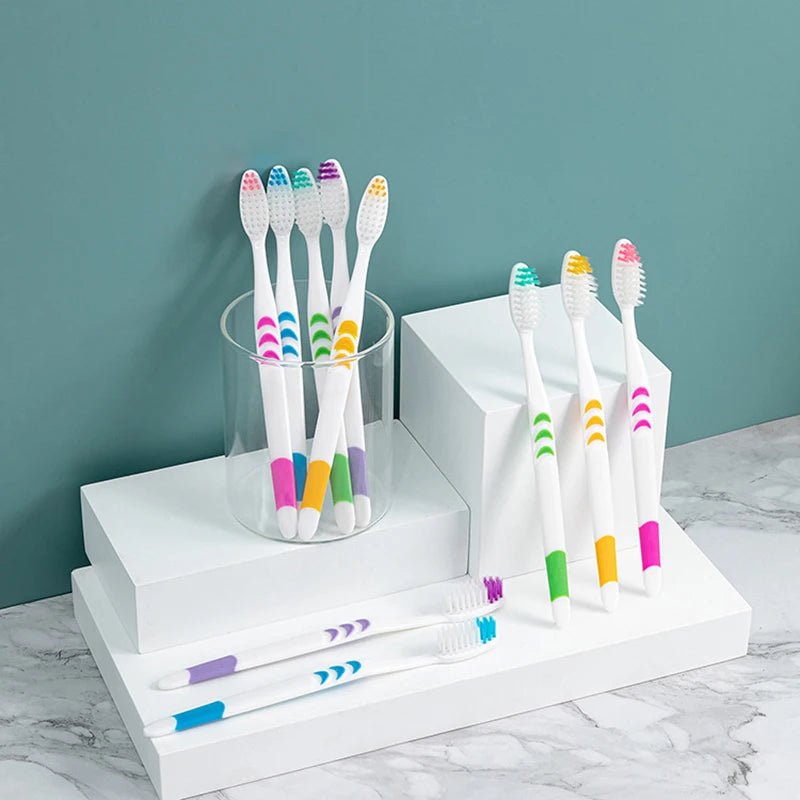 10pcs Soft - Bristle Toothbrush Adult Environmental Bamboo Charcoal Toothbrush Teeth Deep Cleaning Household Fine Wool Toothbrush - Checkouts UK