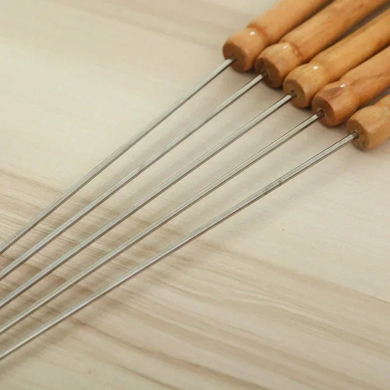 10Pcs Stainless Steel Barbecue Skewer Reusable BBQ Skewers For Outdoor Camping Picnic Cooking Tools BBQ Supplies - Checkouts UK