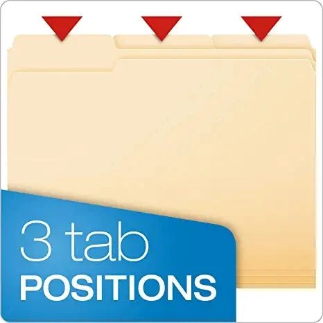 10pcs/Pack Manila Tab Folders, Basics 1/3 - Cut Tab, Assorted Positions File Folders, Letter Size,A4,Legal Size,Document - Checkouts USA