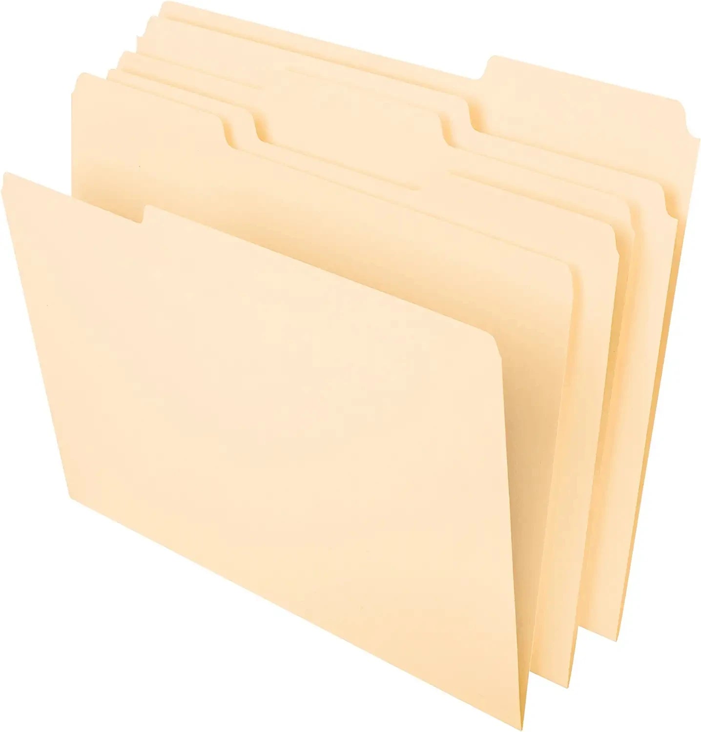 10pcs/Pack Manila Tab Folders, Basics 1/3 - Cut Tab, Assorted Positions File Folders, Letter Size,A4,Legal Size,Document - Checkouts USA