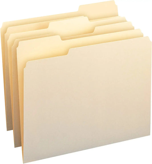 10pcs/Pack Manila Tab Folders, Basics 1/3 - Cut Tab, Assorted Positions File Folders, Letter Size,A4,Legal Size,Document - Checkouts USA