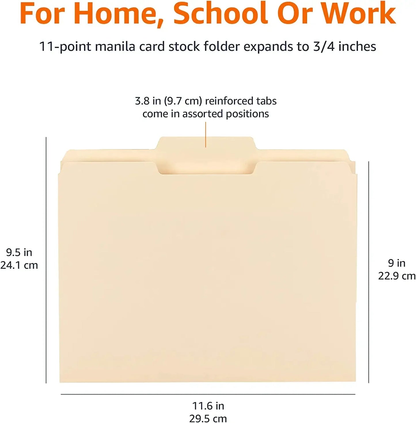 10pcs/Pack Manila Tab Folders, Basics 1/3 - Cut Tab, Assorted Positions File Folders, Letter Size,A4,Legal Size,Document - Checkouts USA