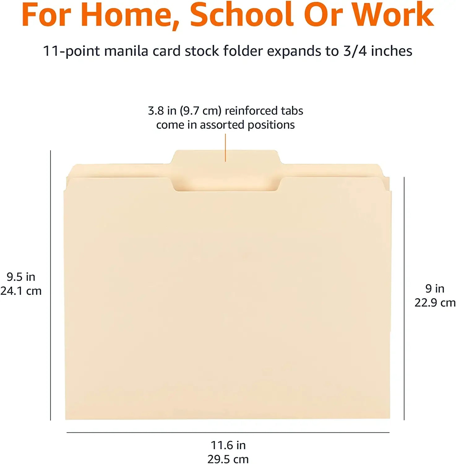 10pcs/Pack Manila Tab Folders, Basics 1/3 - Cut Tab, Assorted Positions File Folders, Letter Size,A4,Legal Size,Document - Checkouts USA