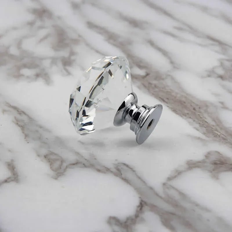 10Pcs/set 30mm Diamond Shape Design Crystal Glass Knobs Cupboard Drawer Pull Kitchen Cabinet Door Wardrobe Handles Hardware - Checkouts USA