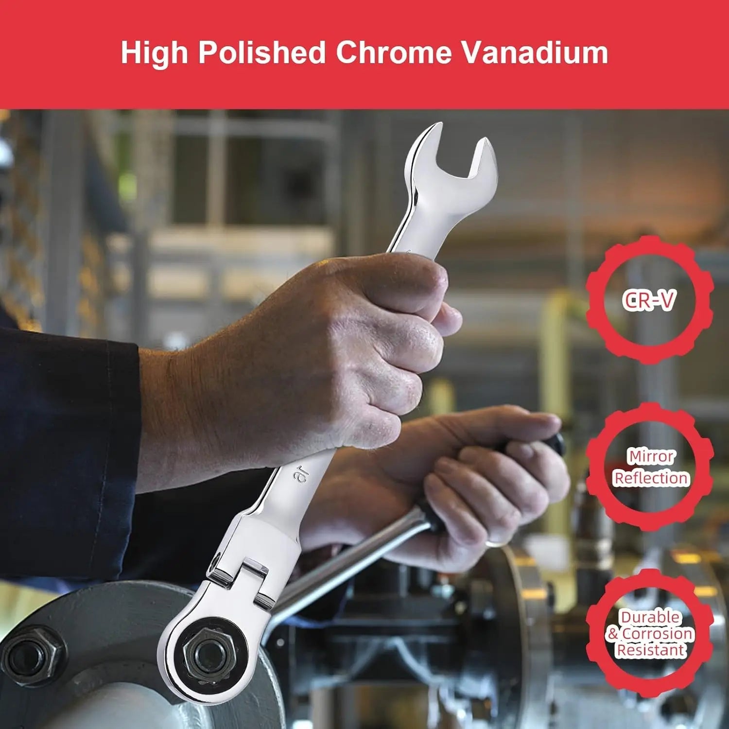 12 - Piece Flex - Head Wrench Set, Ratcheting Combination Set, Metric 8 - 19mm, 72 - Teeth,Cr - V Steel Ratchet Wrenches Set with Bag - Checkouts USA