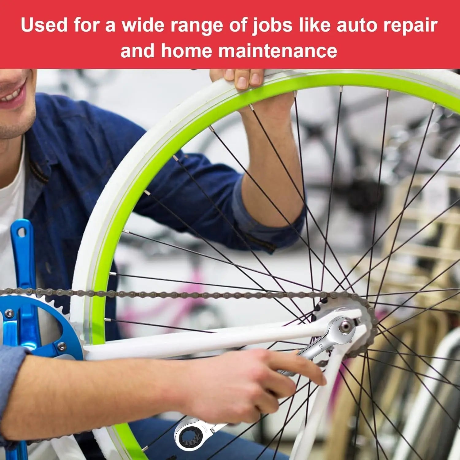 12 - Piece Flex - Head Wrench Set, Ratcheting Combination Set, Metric 8 - 19mm, 72 - Teeth,Cr - V Steel Ratchet Wrenches Set with Bag - Checkouts USA