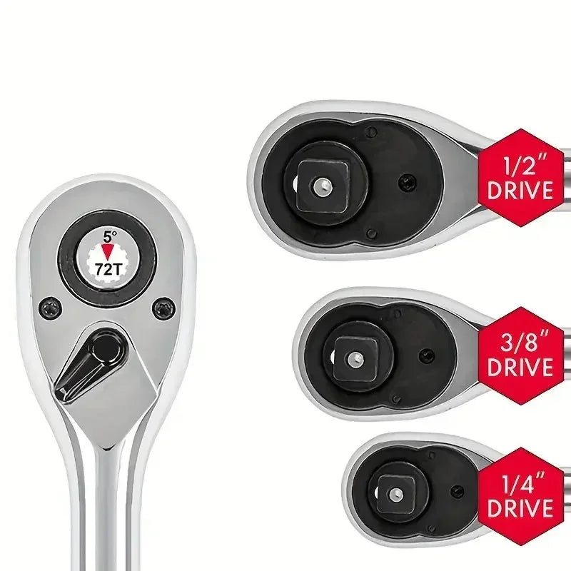 1/4 3/8 1/2 Inch Drive Stubby Ratchet Set with Short Handle Quick - Release Head Mini Ratchet Wrench Efficient Auto Repair Tool - Checkouts USA