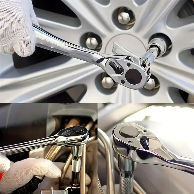 1/4 3/8 1/2 Inch Drive Stubby Ratchet Set with Short Handle Quick - Release Head Mini Ratchet Wrench Efficient Auto Repair Tool - Checkouts USA