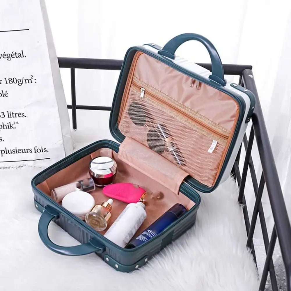 14 inch Mini Travel Suitcase Cosmetic Box Hand Luggage Organizer Makeup Case Small Password Box Boarding Case - Checkouts UK