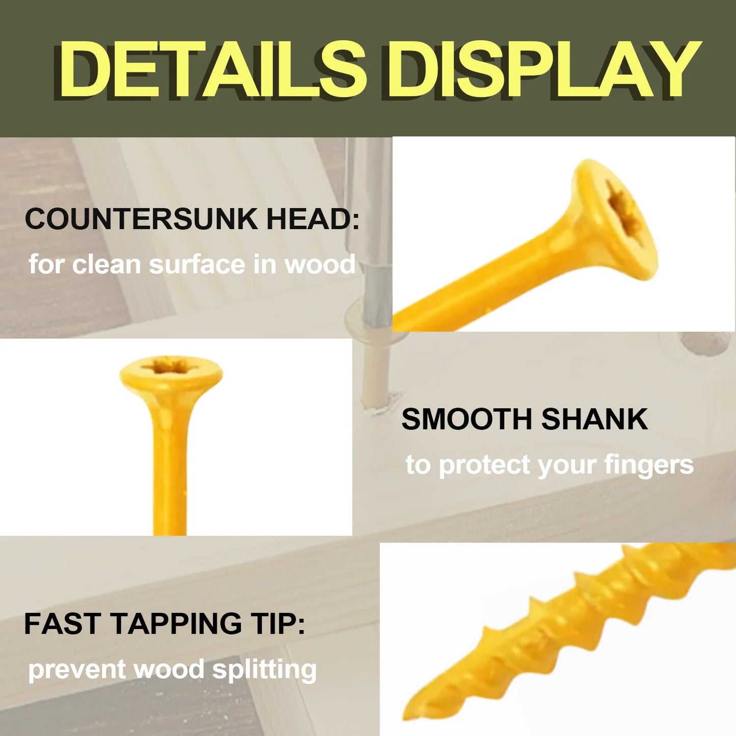 150 Pieces of 2 - 1/2 Inch Deck Screws, Wood Screws 9*2 - 1/2, Epoxy Resin Coating, Including T25 Star Drill Bit, Yellow - Checkouts USA