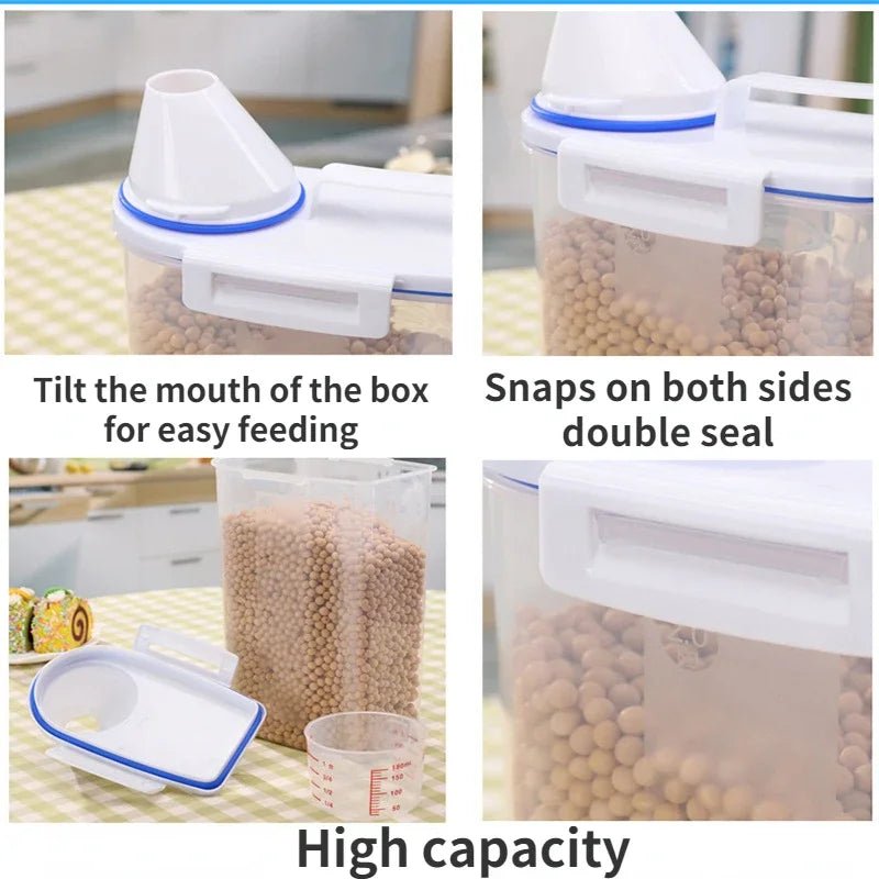 1.5kg/2kg Dog Cat Food Pail Plastic Storage Tank with Measuring Cup Container Moisture - proof Sealed Jar Pet Supplies Accessories - Furbury