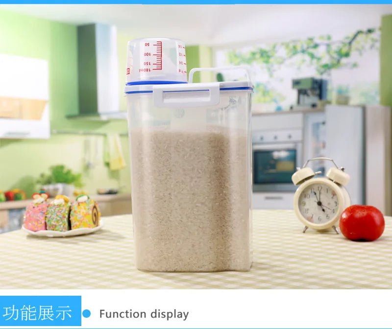 1.5kg/2kg Dog Cat Food Pail Plastic Storage Tank with Measuring Cup Container Moisture - proof Sealed Jar Pet Supplies Accessories - Furbury