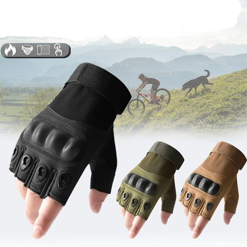1Pair Tactical Fingerless Gloves for Men - Ideal for Outdoor Sports, Shooting, Hunting, Airsoft, and Cycling - Checkouts UK