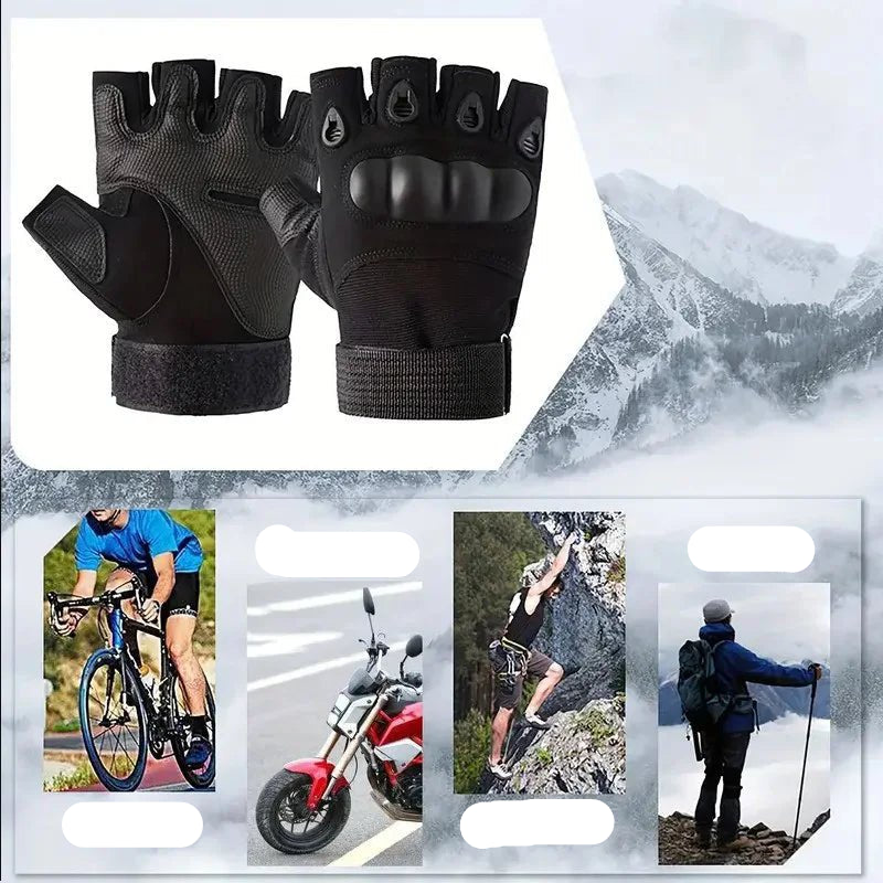 1Pair Tactical Fingerless Gloves for Men - Ideal for Outdoor Sports, Shooting, Hunting, Airsoft, and Cycling - Checkouts UK