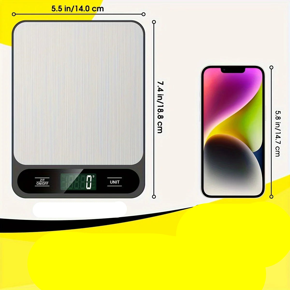 1pc Black Food Scale 10 Kilograms Digital Kitchen Scale Grams and Ounces 1g Precise Scale Easy to Clean Stainless Steel - Checkouts UK