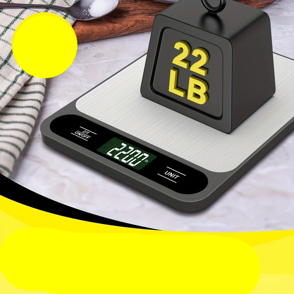 1pc Black Food Scale 10 Kilograms Digital Kitchen Scale Grams and Ounces 1g Precise Scale Easy to Clean Stainless Steel - Checkouts UK