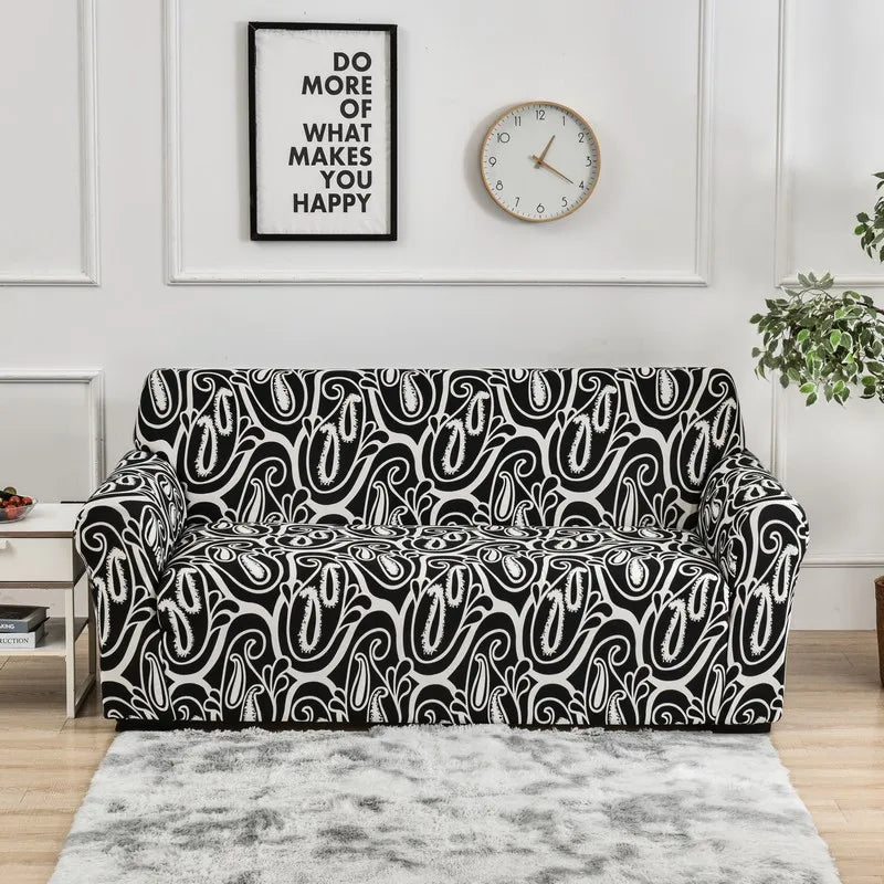1pc Flower Printed Elastic Sofa Cover Antidirty Spandex Sofa Cover Furniture Protector for Bedroom Office Living Room Home Decor - Checkouts UK