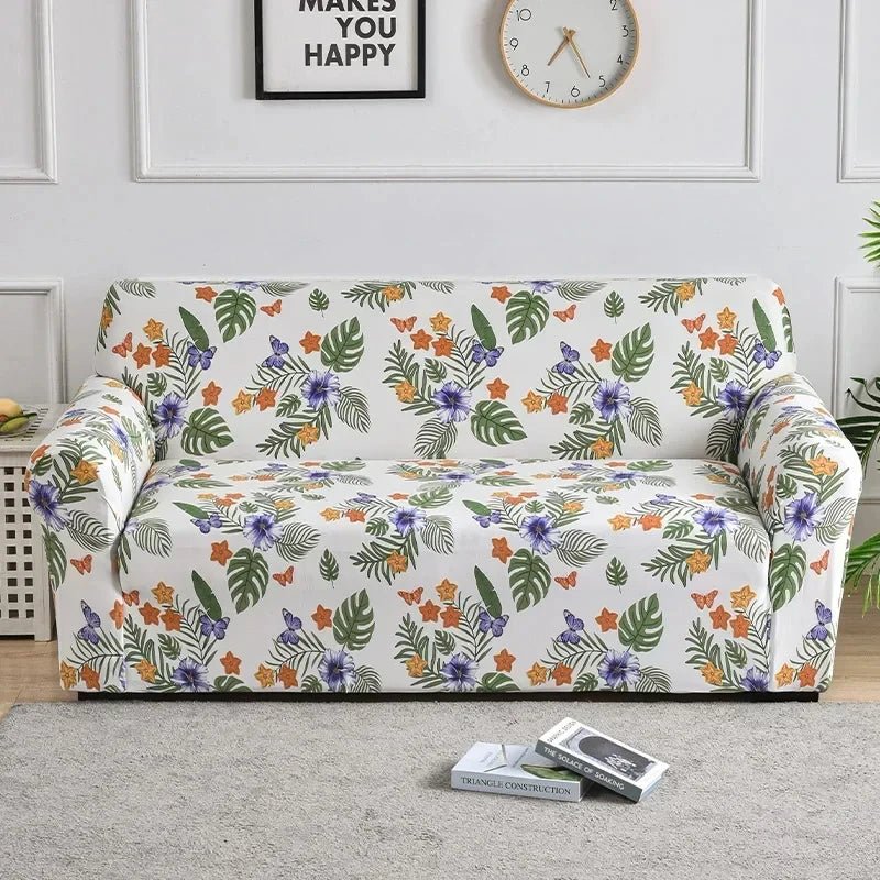 1pc Flower Printed Elastic Sofa Cover Antidirty Spandex Sofa Cover Furniture Protector for Bedroom Office Living Room Home Decor - Checkouts UK