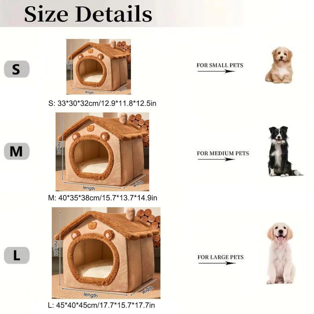 1PC Four Season Universal Enclosed Pet Bed, Wrapped Cat Bed, Dog Bed, Brown Teddy Bear Style Bed - Checkouts UK