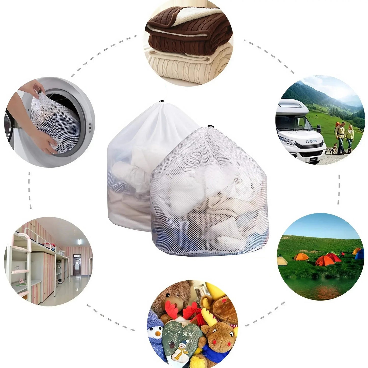 1PC Mesh Laundry Bag - Machine Washable Drawstring Design Travel Wash Bag for Blouses, Hosiery, Stockings, and Underwear - Checkouts UK