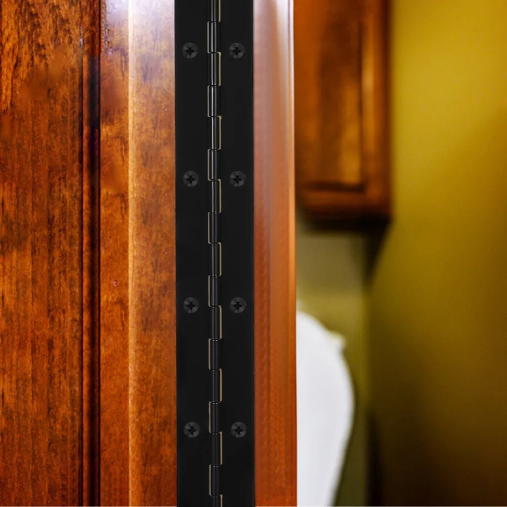 2 pcs Black Piano Long Hinge Wooden Box Hinge Table Chair Fixed Hinge Heavy Duty Iron Hinge With Screw Wear Resistant Hardware - Checkouts USA