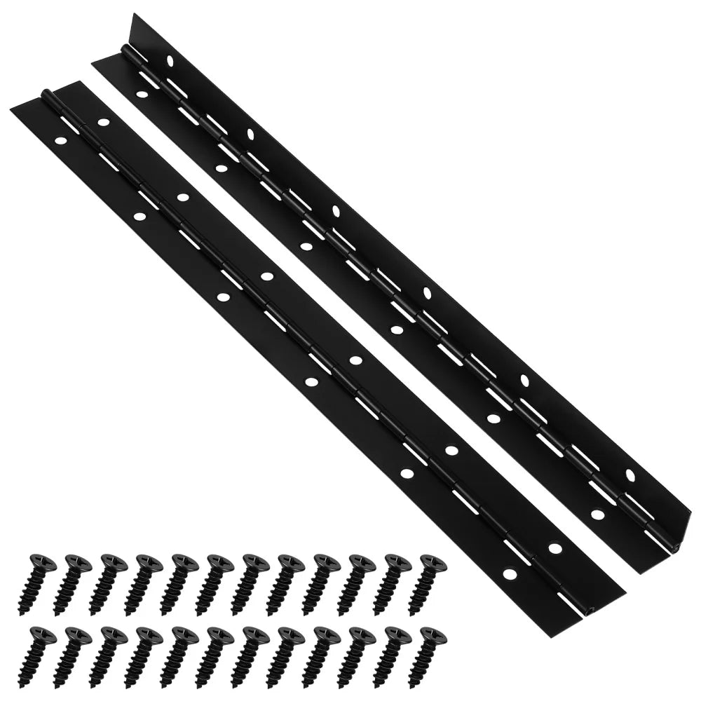 2 pcs Black Piano Long Hinge Wooden Box Hinge Table Chair Fixed Hinge Heavy Duty Iron Hinge With Screw Wear Resistant Hardware - Checkouts USA
