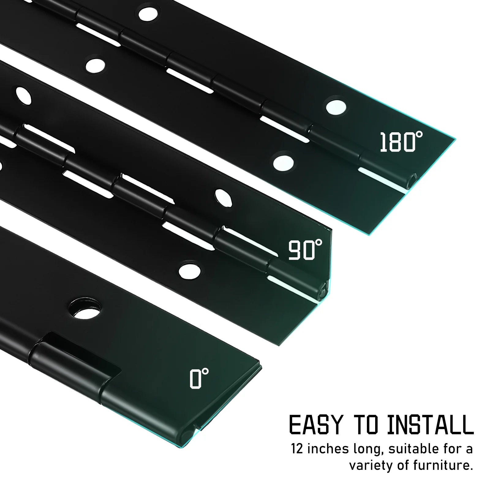 2 pcs Black Piano Long Hinge Wooden Box Hinge Table Chair Fixed Hinge Heavy Duty Iron Hinge With Screw Wear Resistant Hardware - Checkouts USA