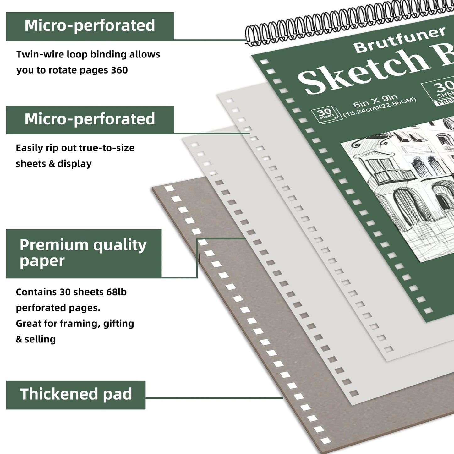 2 pcs/30 Sheet Thickened Spiral Sketchbook - Premium Quality Paper for Vibrant Colors & Smooth Drawing - For Art Students - Checkouts USA