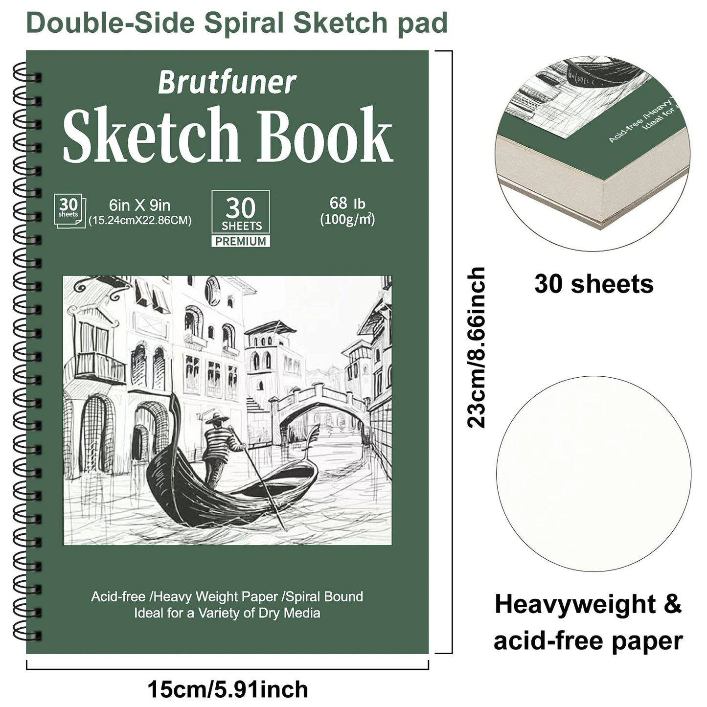 2 pcs/30 Sheet Thickened Spiral Sketchbook - Premium Quality Paper for Vibrant Colors & Smooth Drawing - For Art Students - Checkouts USA