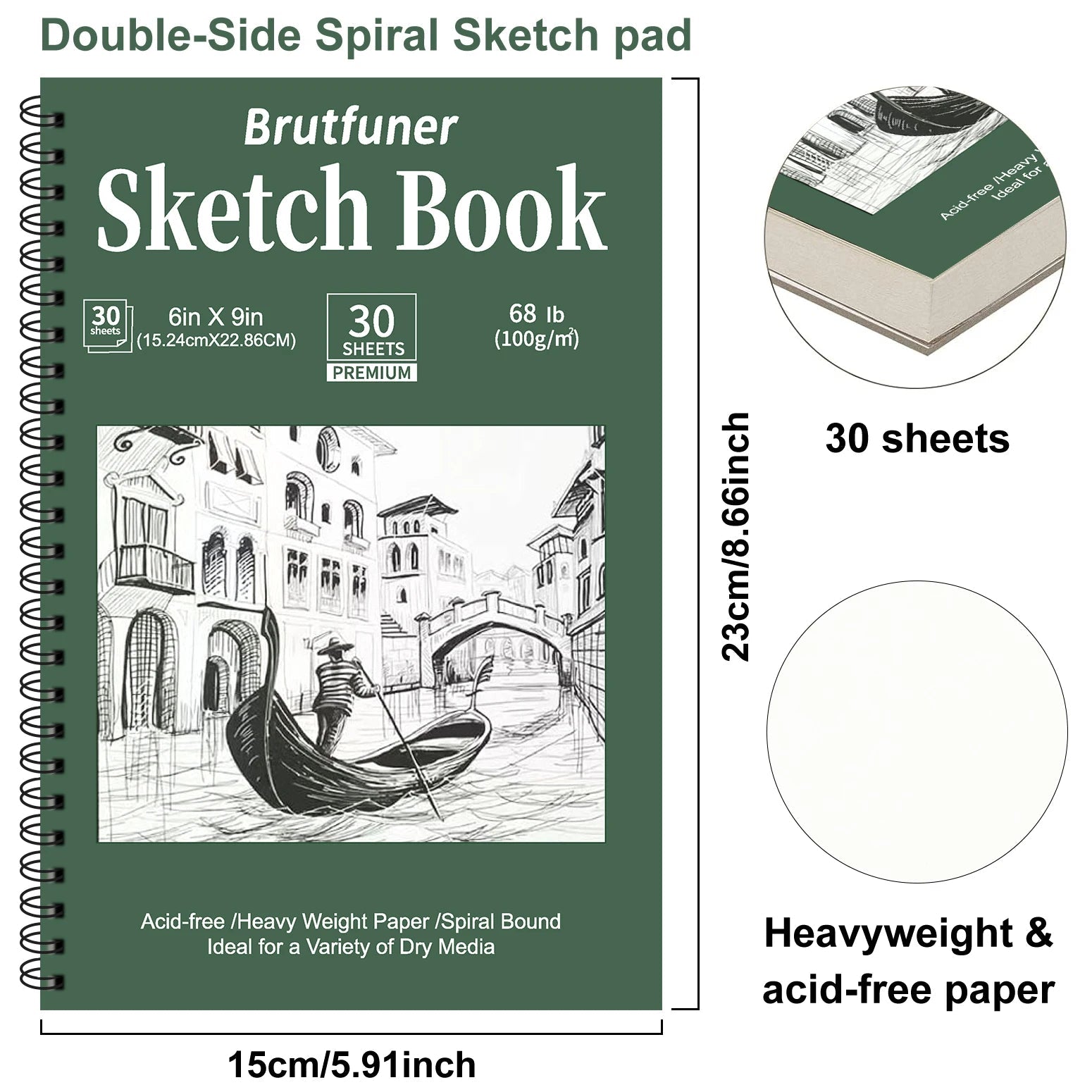 2 pcs/30 Sheet Thickened Spiral Sketchbook - Premium Quality Paper for Vibrant Colors & Smooth Drawing - For Art Students - Checkouts USA