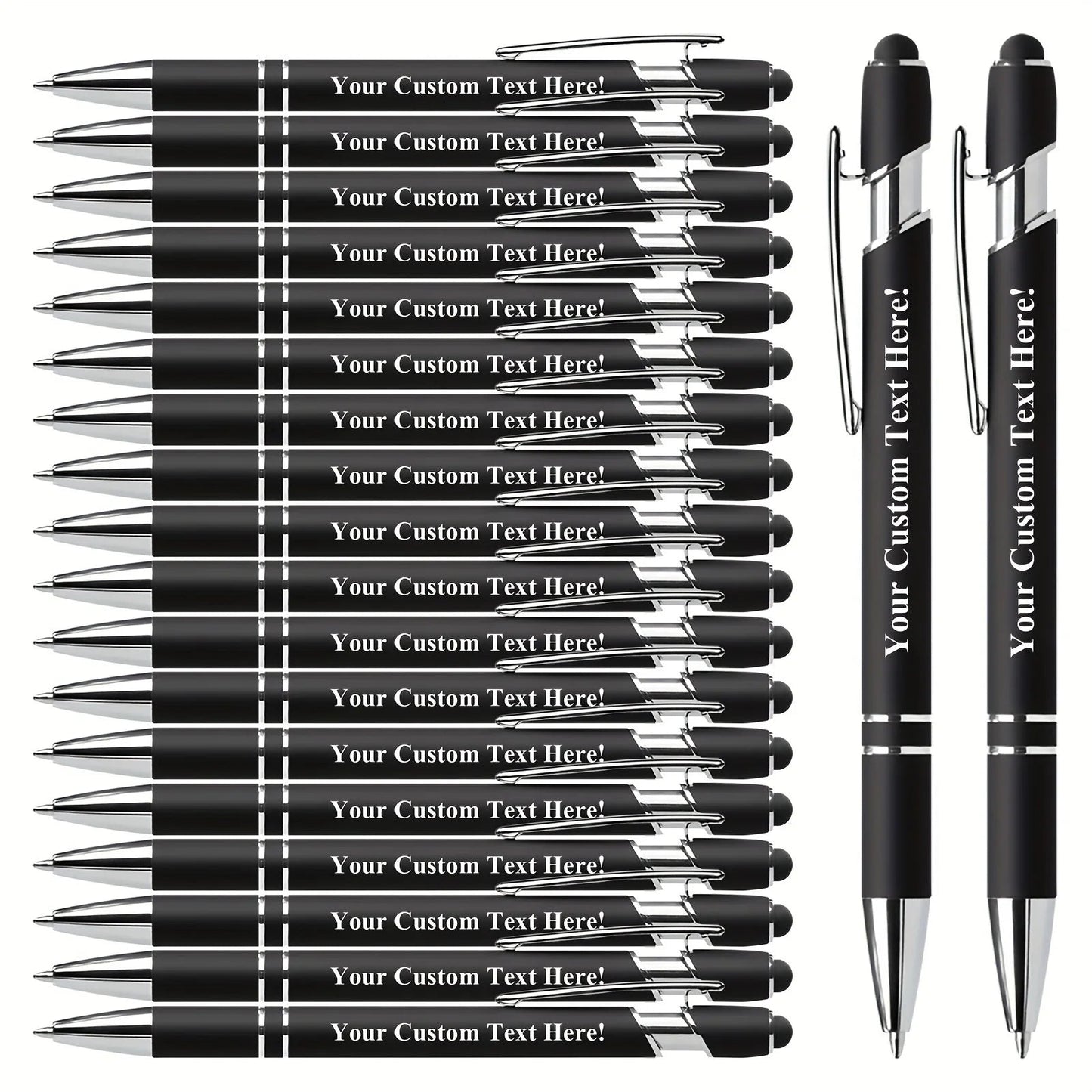 20 Personalized Pens with Stylus - Customizable Ballpoint Pen Set - Perfect for Office, School, Journaling, and Art Projects - Checkouts USA