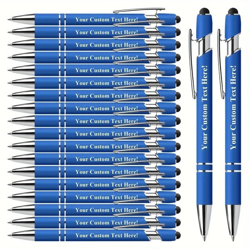 20 Personalized Pens with Stylus - Customizable Ballpoint Pen Set - Perfect for Office, School, Journaling, and Art Projects - Checkouts USA
