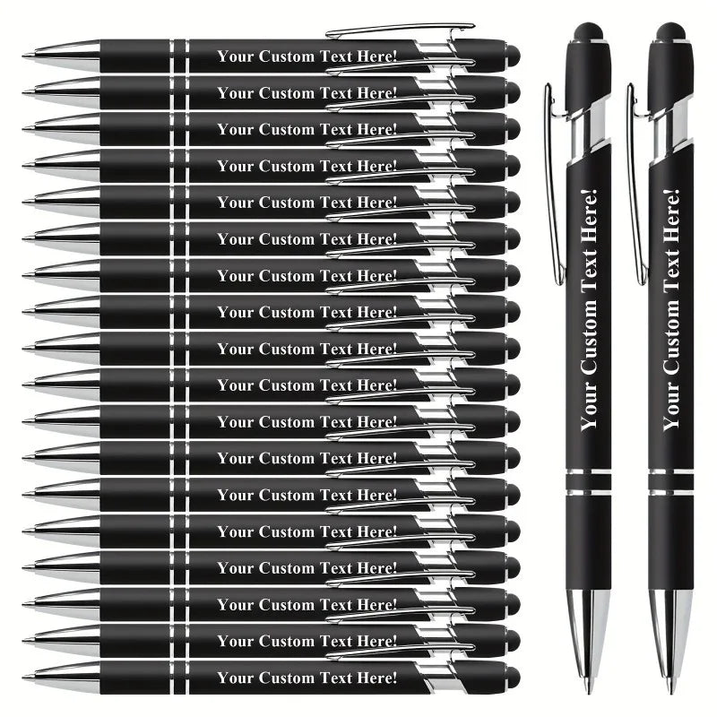 20 Personalized Pens with Stylus - Customizable Ballpoint Pen Set - Perfect for Office, School, Journaling, and Art Projects - Checkouts USA