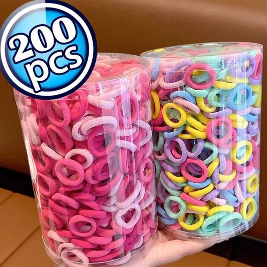200PCS Women Girls Colorful Nylon Elastic Hair Bands Ponytail Hold Small Hair Tie Rubber Bands Scrunchie Hair Accessories - Checkouts UK