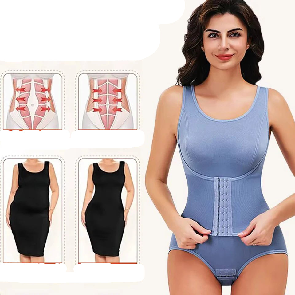 2025 New Bodysuit Shapewear With Zipper Belt Women Tummy Control Fajas Body Shaper Waist Trainer Slimming Cincher Corset Tops - Checkouts UK