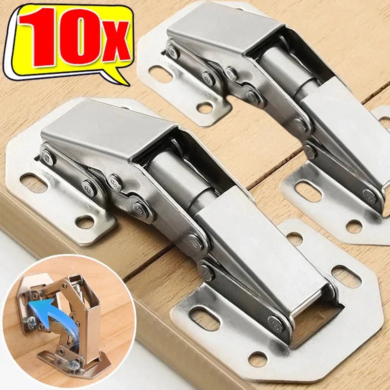 2/10PCS 90 Degree Steel Cabinet Hinges No - Drilling Buffer Hinge Kitchen Cabinet Cupboard Hinges DIY Furniture Hardware Tools - Checkouts USA